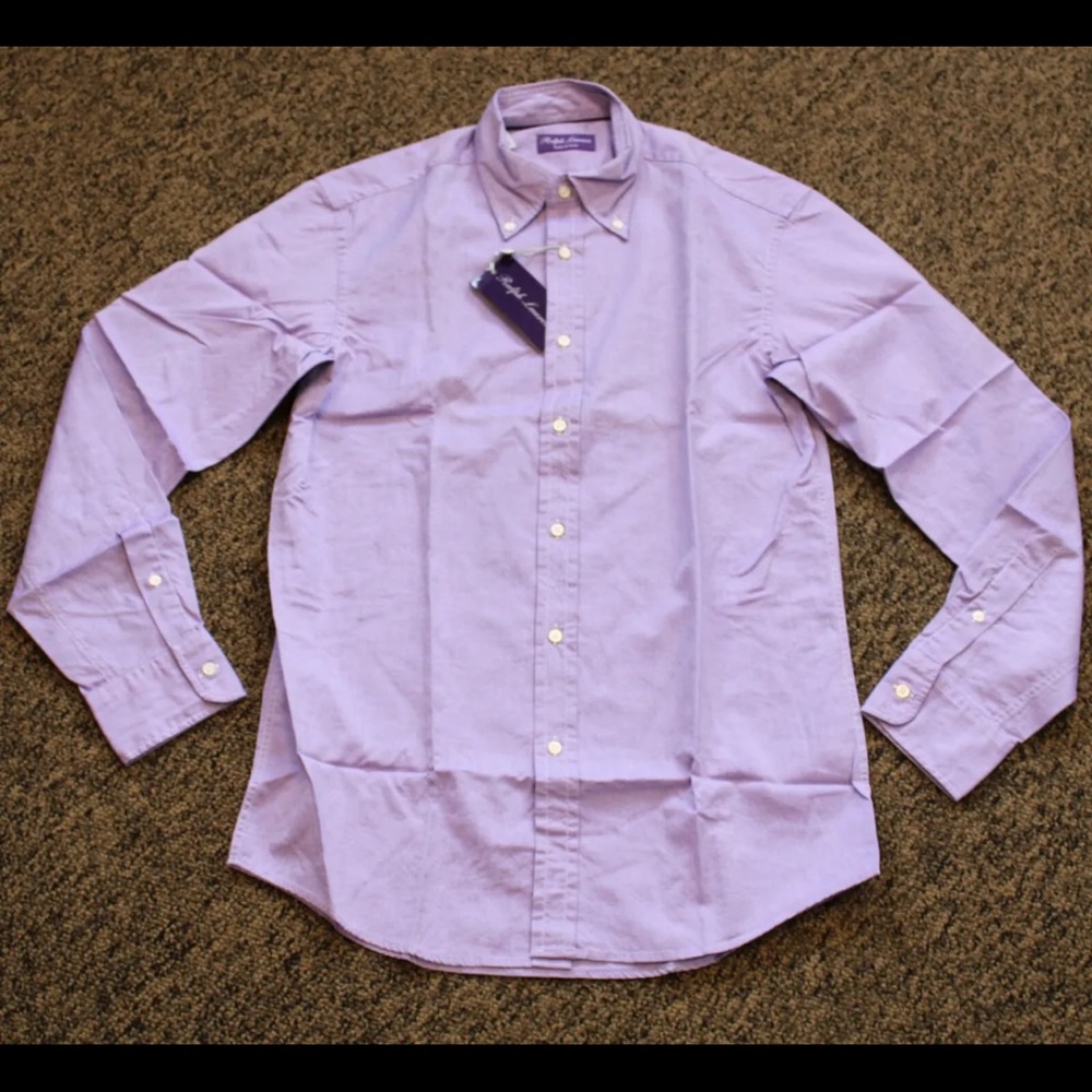 $425 Ralph Lauren Purple Label Men's Button Down Cotton Shirt Size 15.5 - Purple